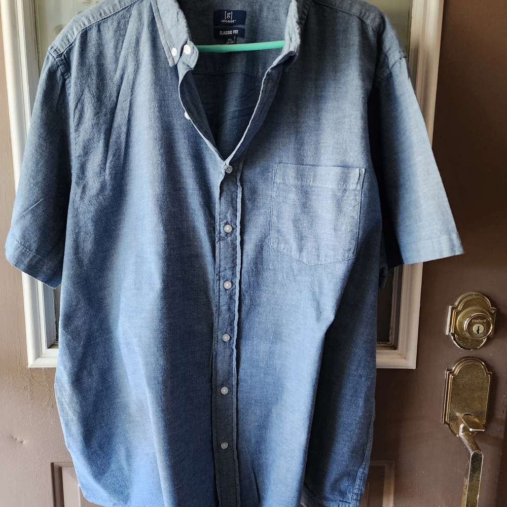 George Men's Casual Blue Button Down Shirt